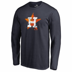 Houston Astros Splatter Logo Long Sleeve T-Shirt - Navy