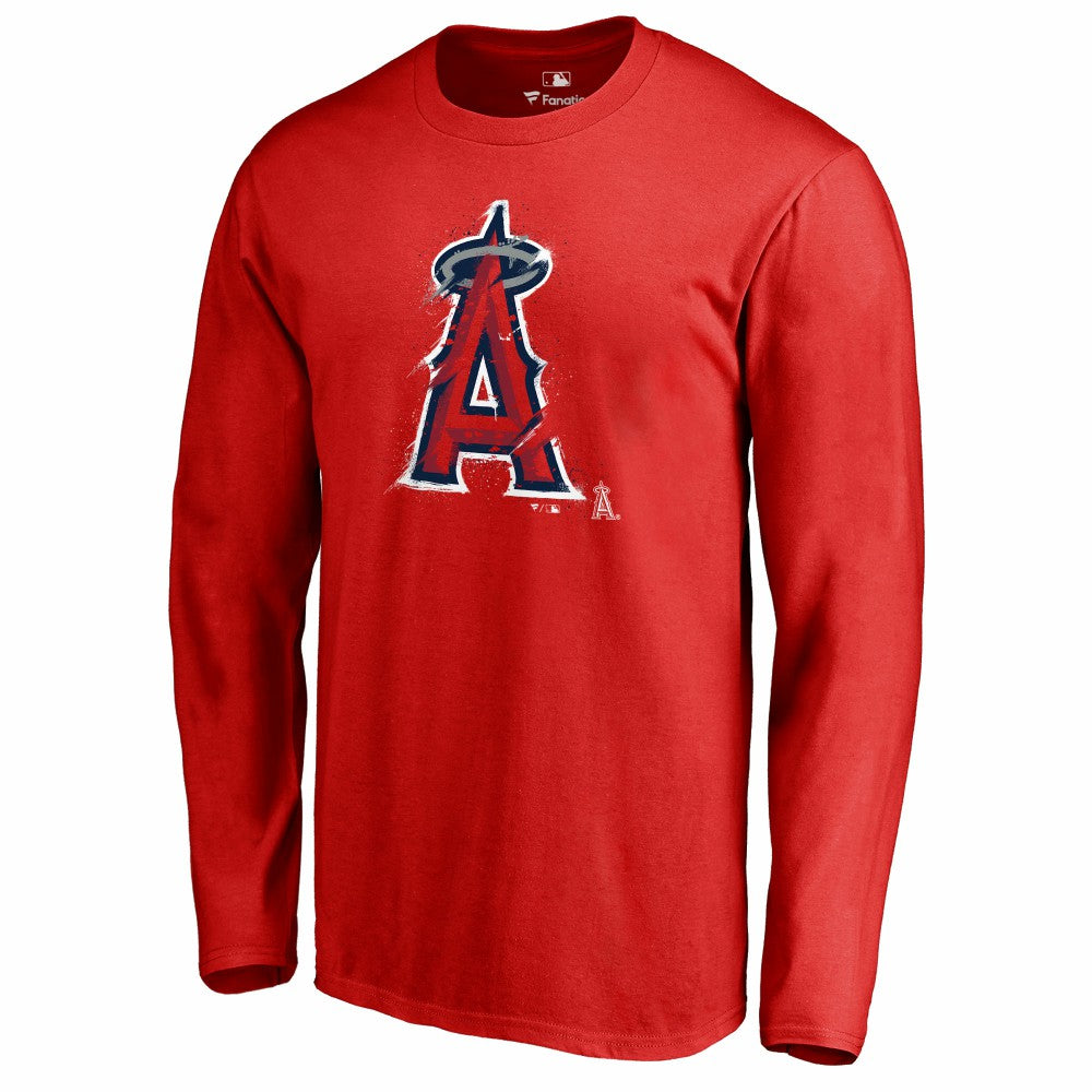 Los Angeles Angels Splatter Logo Long Sleeve T-Shirt - Red