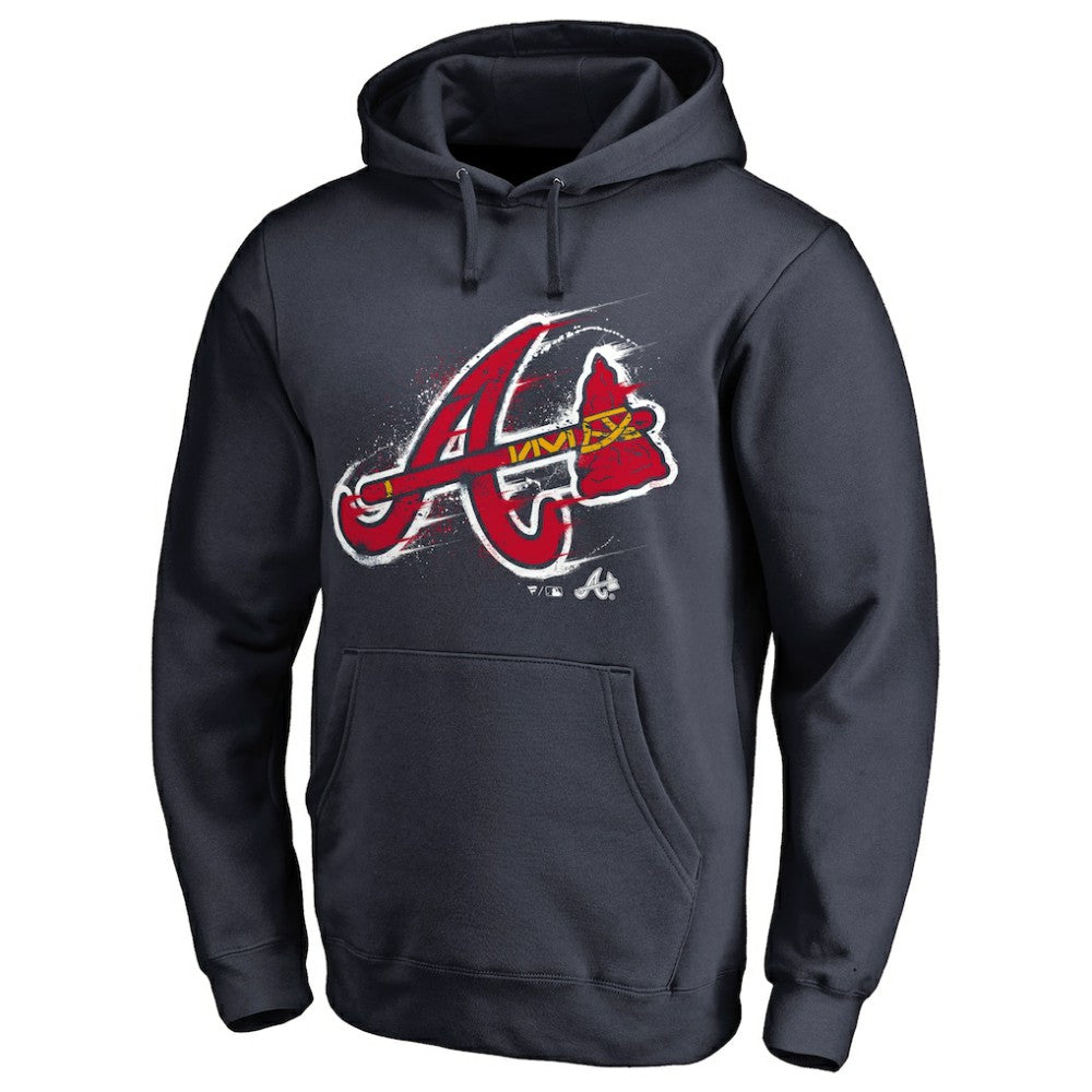Atlanta Braves Splatter Logo Pullover Hoodie - Navy