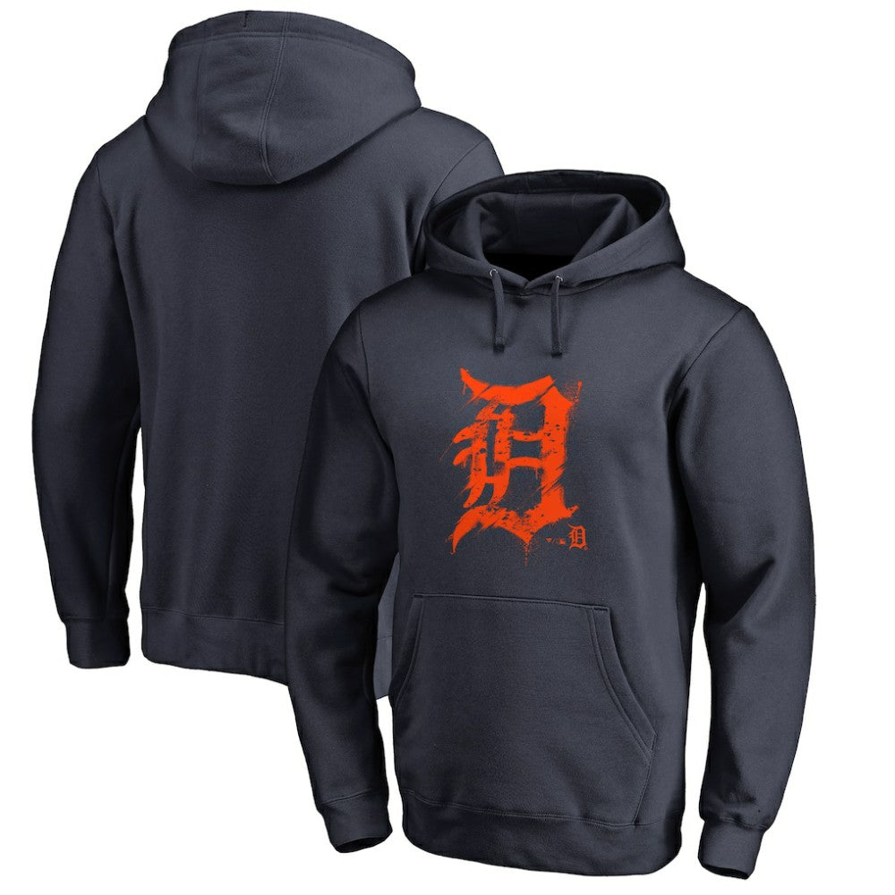 Detroit Tigers Splatter Logo Pullover Hoodie - Navy