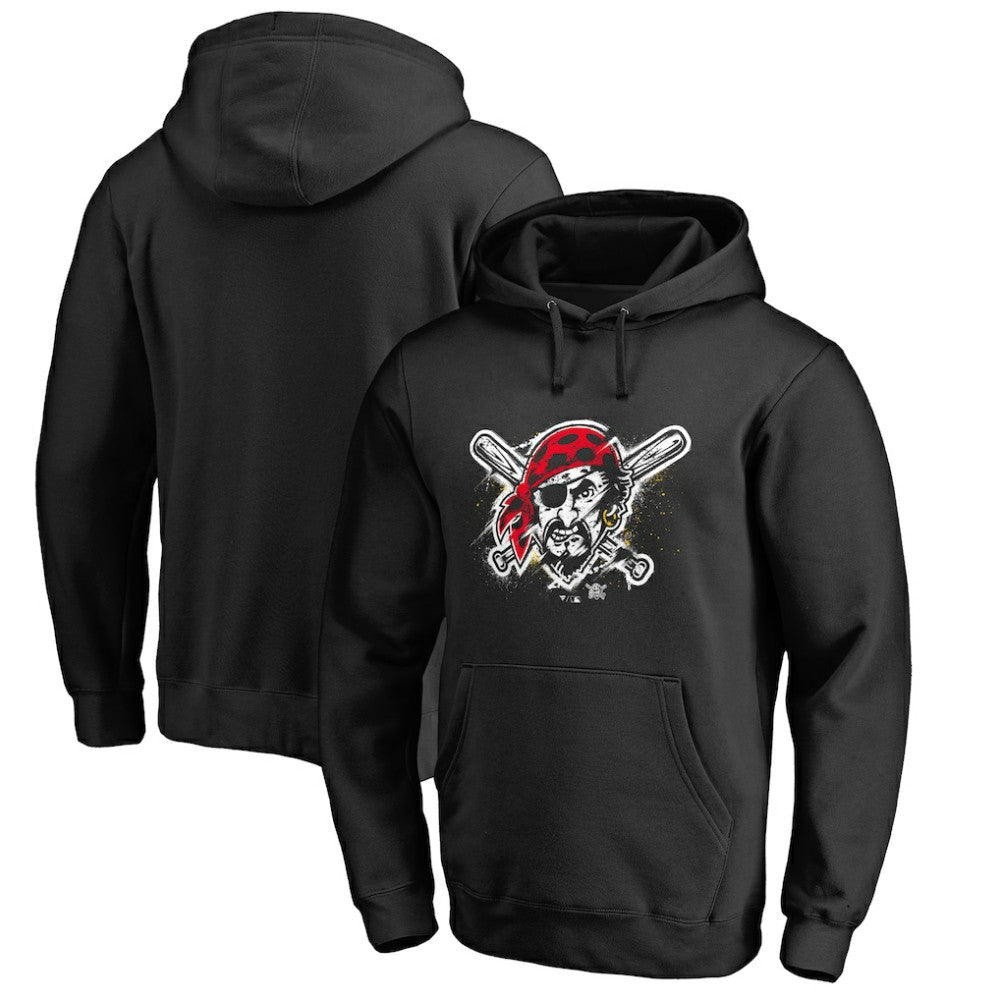 Pittsburgh Pirates Splatter Logo Pullover Hoodie - Black