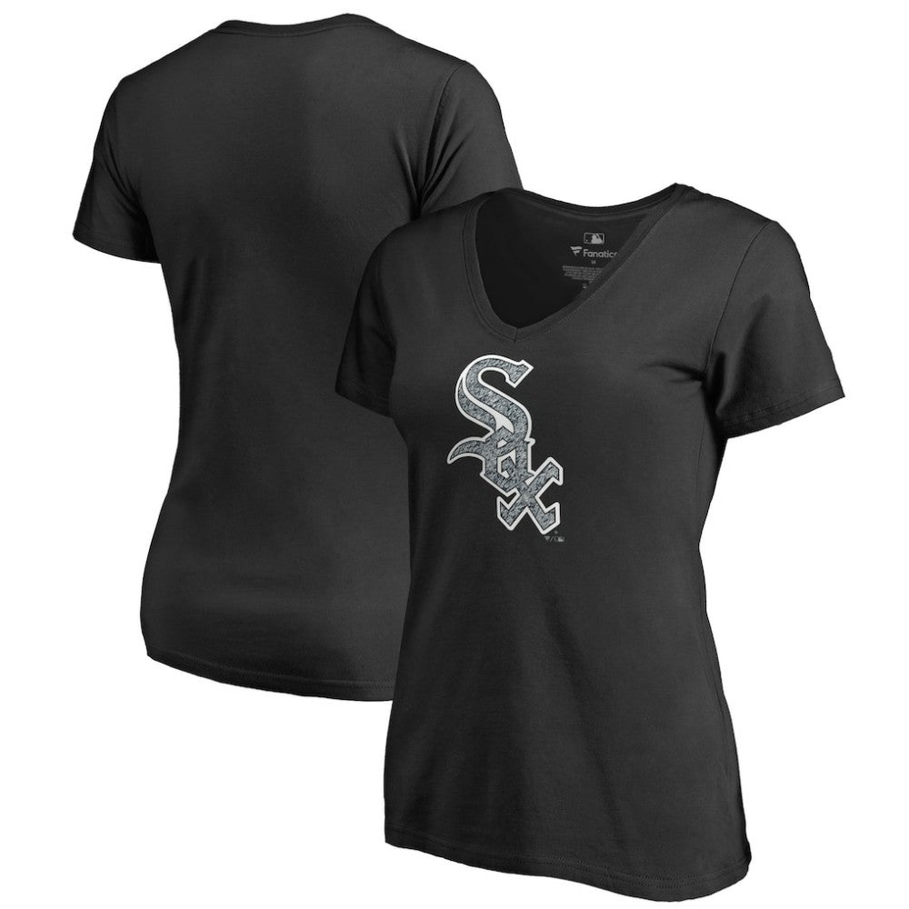 Chicago White Sox Women's Static Logo V-Neck T-Shirt - Black