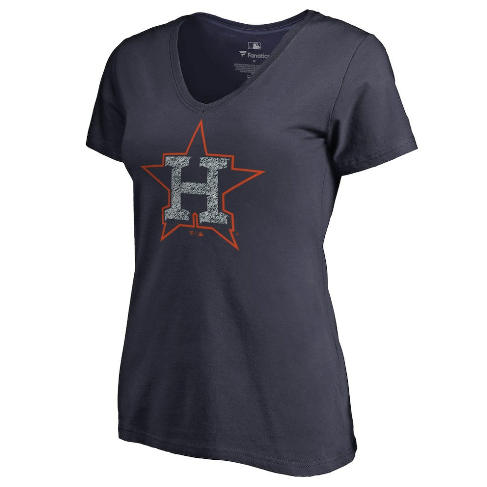 Houston Astros Women's Static Logo V-Neck T-Shirt - Navy