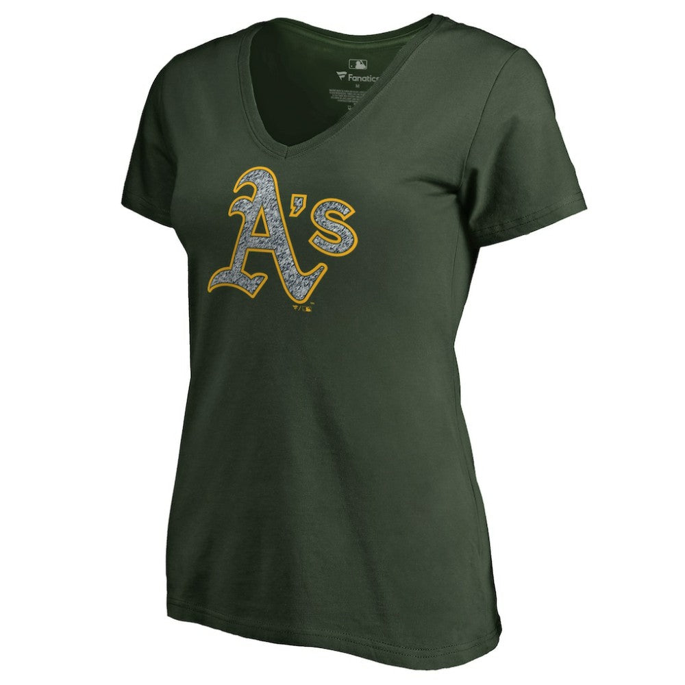 Athletics Women's Static Logo V-Neck T-Shirt - Green