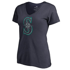 Seattle Mariners Women's Static Logo V-Neck T-Shirt - Navy