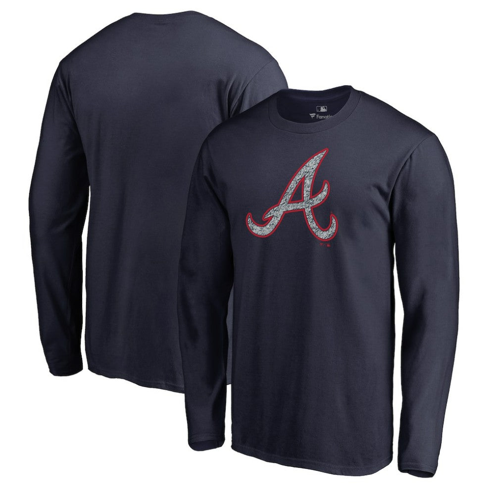 Atlanta Braves Static Logo Long Sleeve T-Shirt - Navy