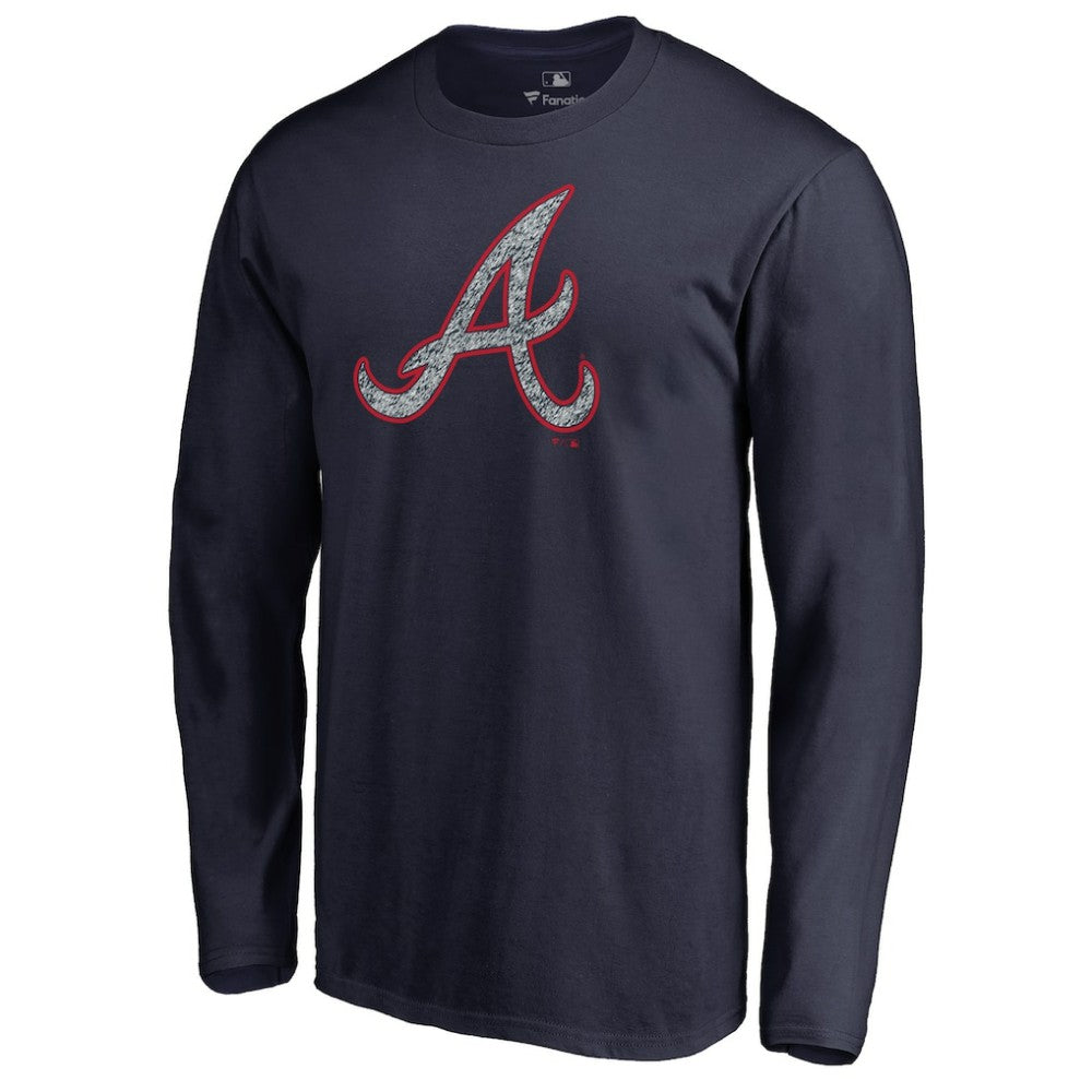 Atlanta Braves Static Logo Long Sleeve T-Shirt - Navy