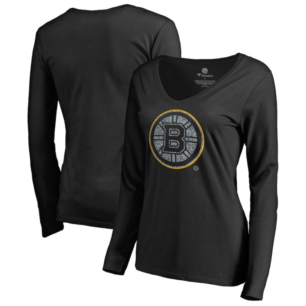 Boston Bruins Women's Static Logo Long Sleeve V-Neck T-Shirt
