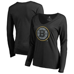 Boston Bruins Women's Static Logo Long Sleeve V-Neck T-Shirt