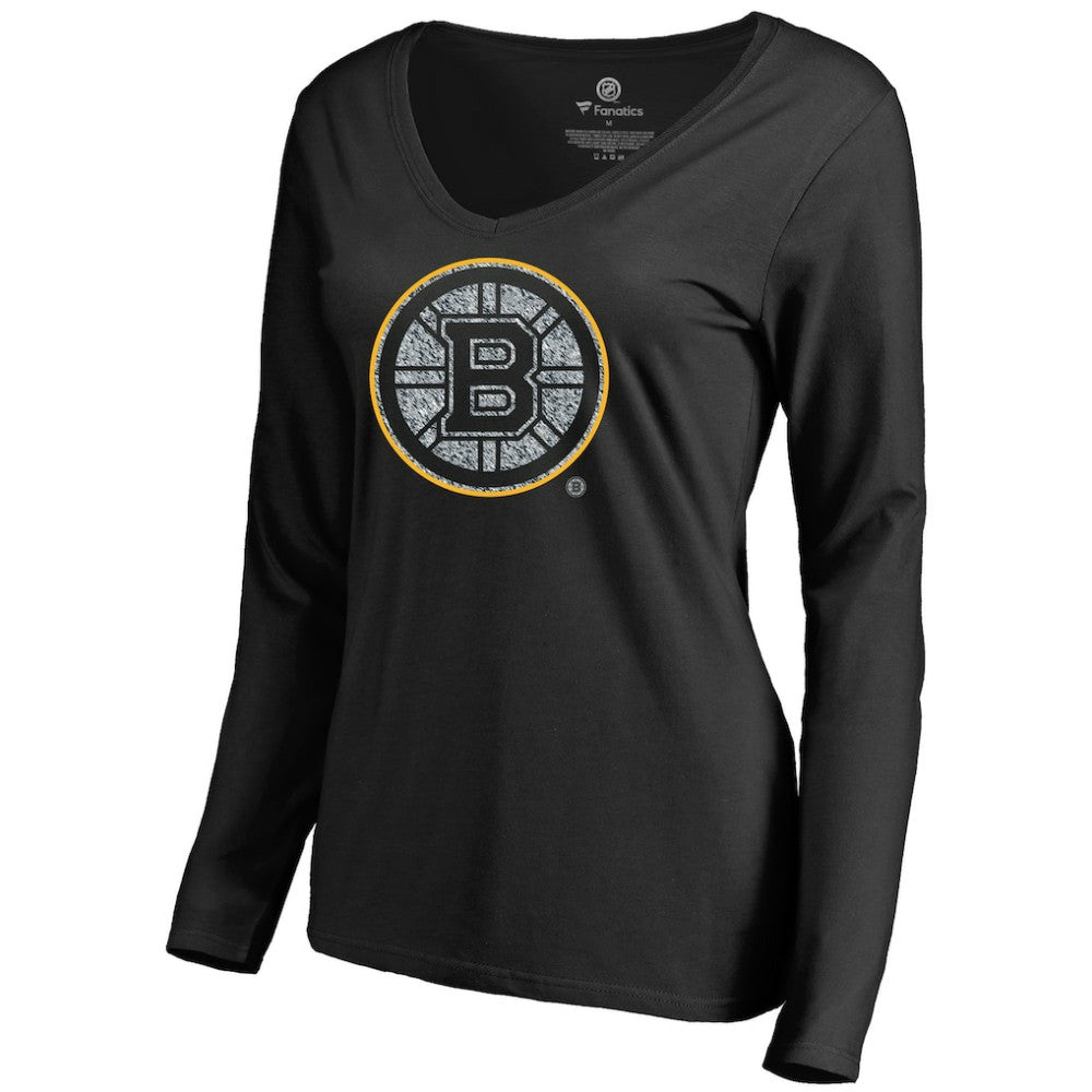 Boston Bruins Women's Static Logo Long Sleeve V-Neck T-Shirt