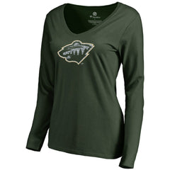 Minnesota Wild Women's Static Logo Long Sleeve V-Neck T-Shirt