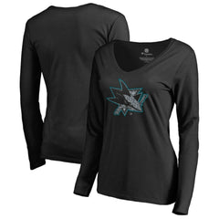 San Jose Sharks Women's Static Logo Long Sleeve V-Neck T-Shirt