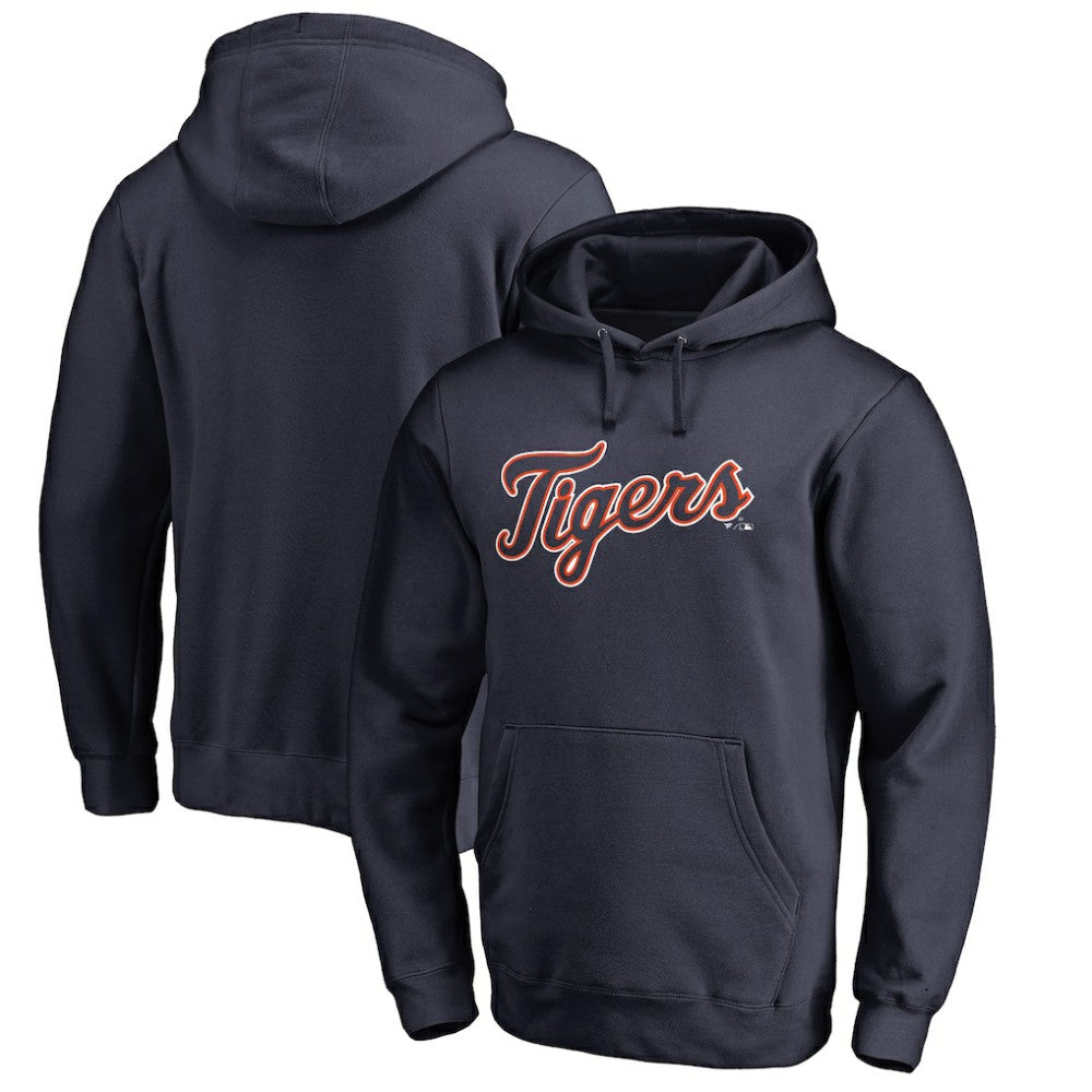 Detroit Tigers Official Wordmark Fitted Pullover Hoodie - Navy