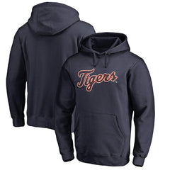Detroit Tigers Official Wordmark Fitted Pullover Hoodie - Navy