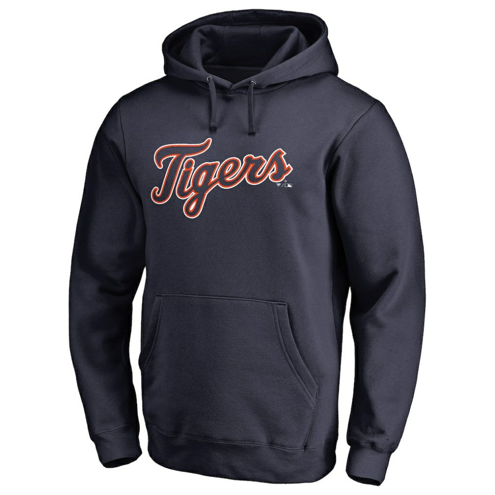 Detroit Tigers Official Wordmark Fitted Pullover Hoodie - Navy
