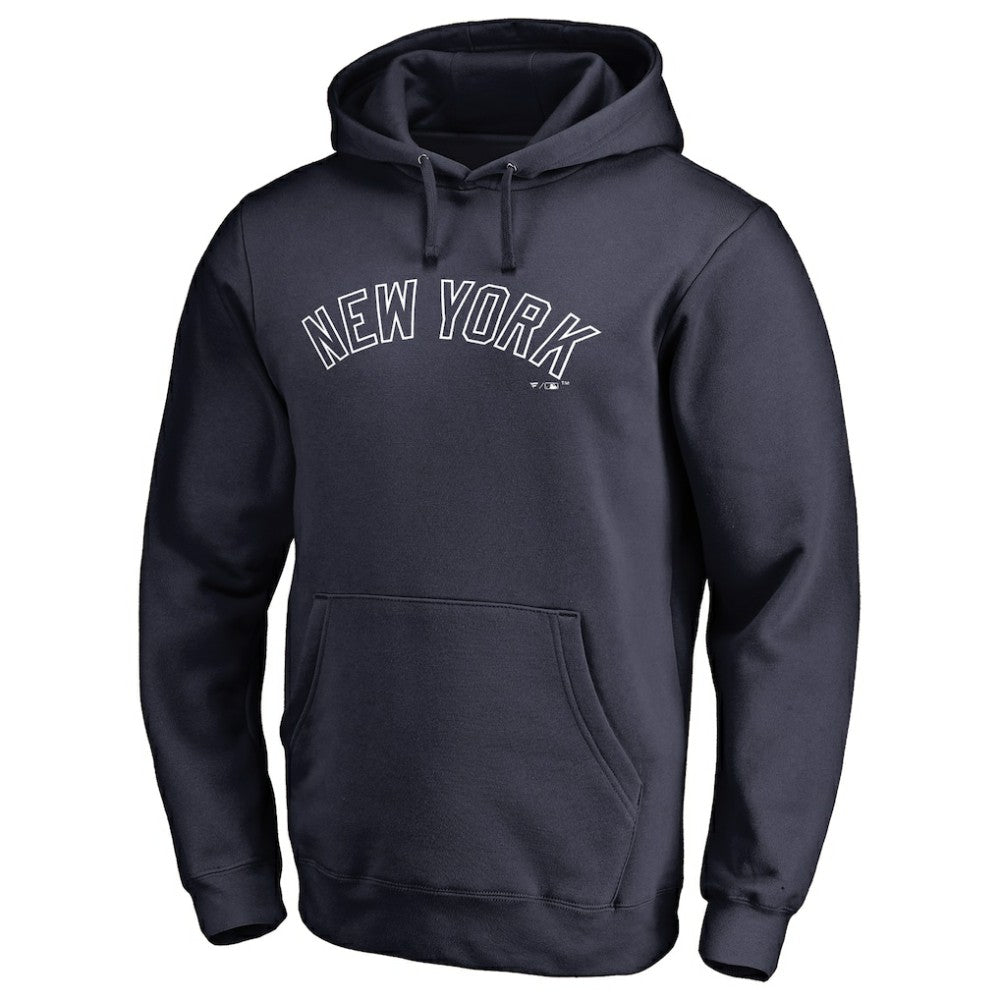New York Yankees Official Wordmark Fitted Pullover Hoodie - Navy