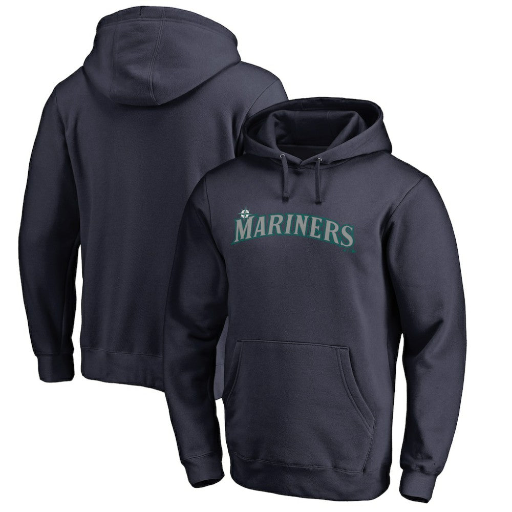 Seattle Mariners Official Wordmark Fitted Pullover Hoodie - Navy