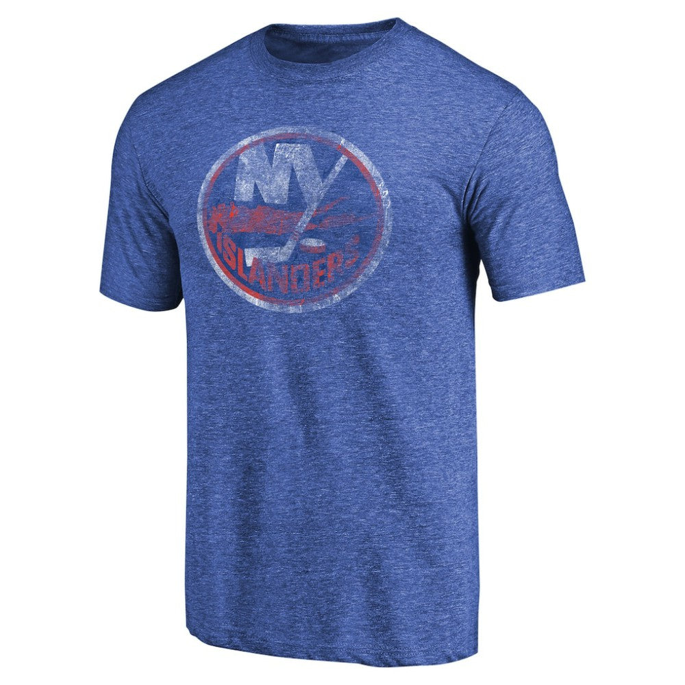 New York Islanders Throwback Vintage Logo Tri-Blend T-Shirt