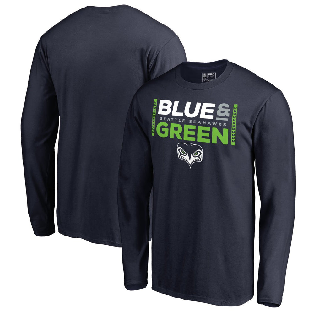 NFL Seattle Seahawks Alternate Team Logo Gear Blue & Green Long Sleeve T-Shirt