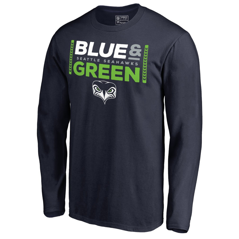 NFL Seattle Seahawks Alternate Team Logo Gear Blue & Green Long Sleeve T-Shirt
