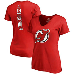 Nico Hischier New Jersey Devils Fanatics Women's Plus Size Backer Name & Number V-Neck T-Shirt