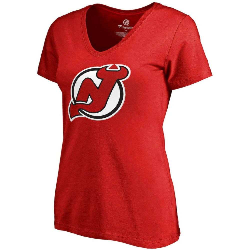 Nico Hischier New Jersey Devils Fanatics Women's Plus Size Backer Name & Number V-Neck T-Shirt