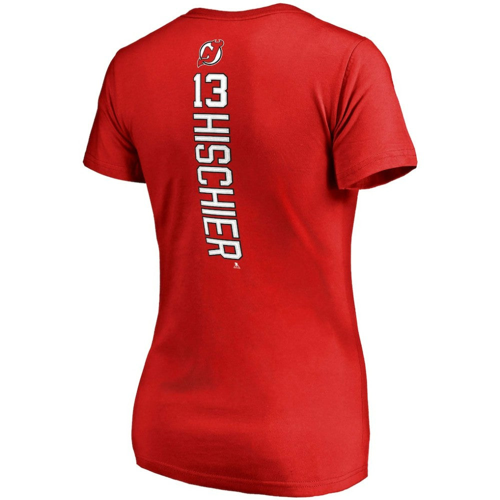 Nico Hischier New Jersey Devils Fanatics Women's Plus Size Backer Name & Number V-Neck T-Shirt