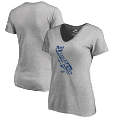 Los Angeles Dodgers Women's Hometown Collection Knockout State V-Neck T-Shirt - Ash