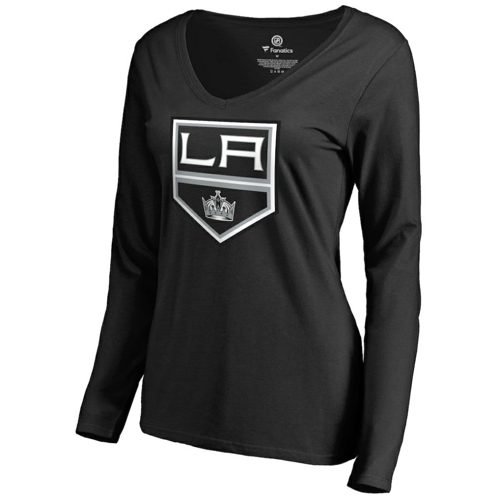 Anze Kopitar Los Angeles Kings Women's Backer Name & Number Slim Fit Long Sleeve V-Neck T-Shirt