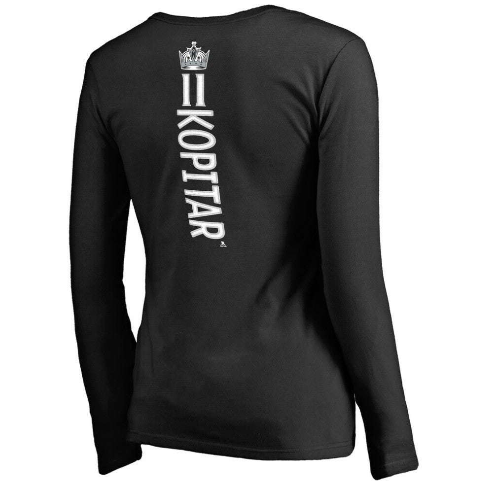 Anze Kopitar Los Angeles Kings Women's Backer Name & Number Slim Fit Long Sleeve V-Neck T-Shirt