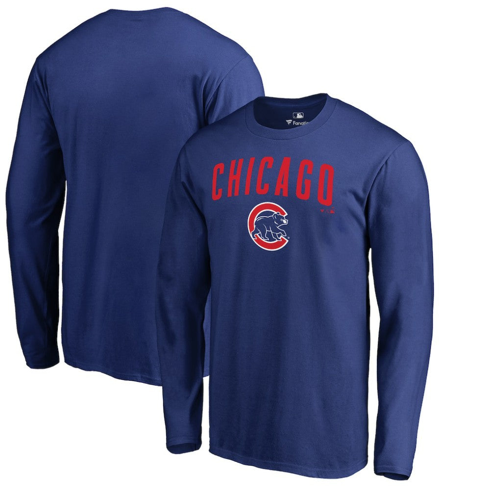Chicago Cubs Team Lockup Long Sleeve T-Shirt - Royal