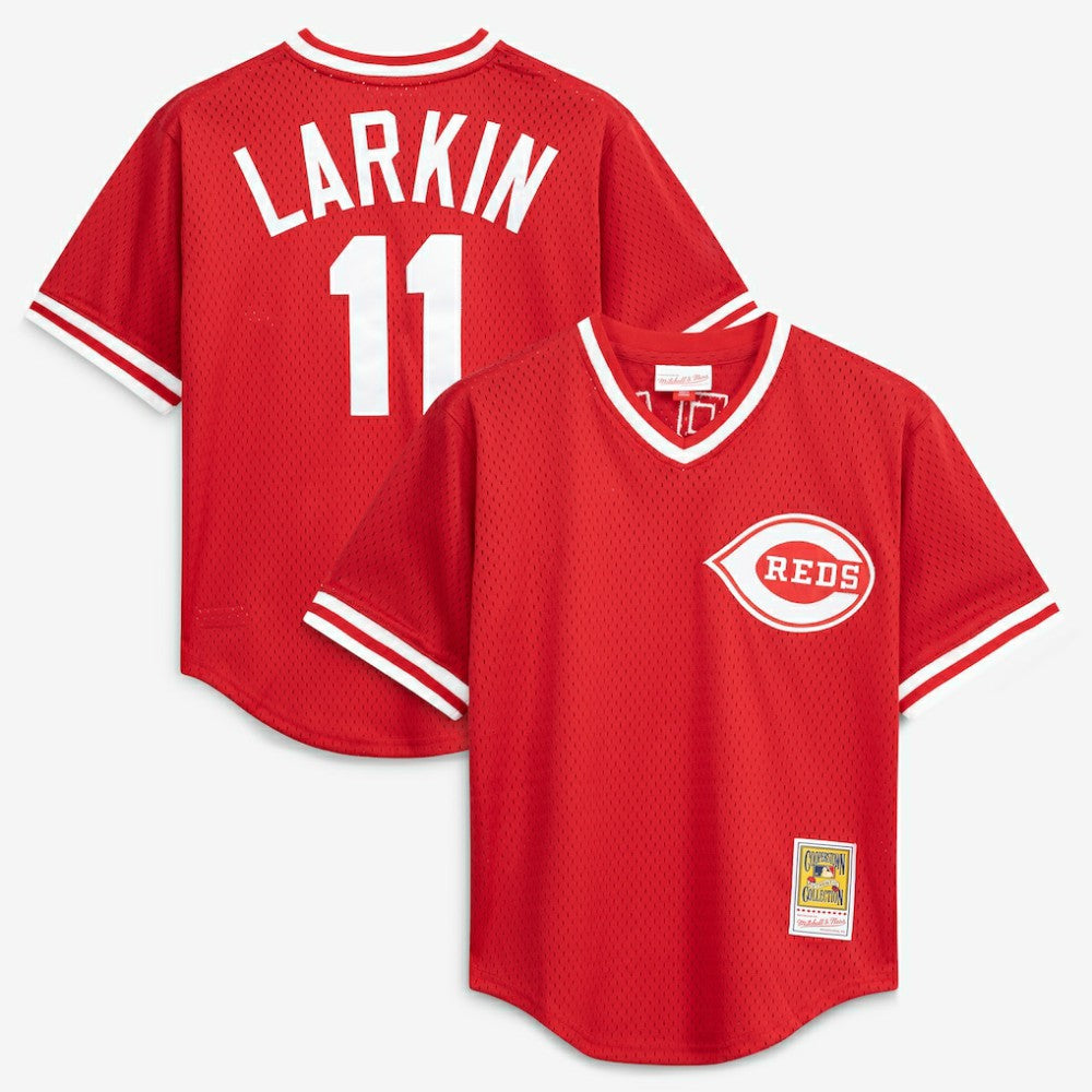 Barry Larkin Cincinnati Reds Authentic Batting Practice Jersey - Red | Mitchell & Ness
