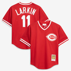 Barry Larkin Cincinnati Reds Authentic Batting Practice Jersey - Red | Mitchell & Ness