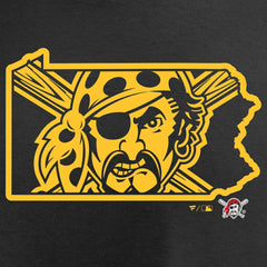 Pittsburgh Pirates Women's Hometown Collection Bucco State V-Neck T-Shirt - Black