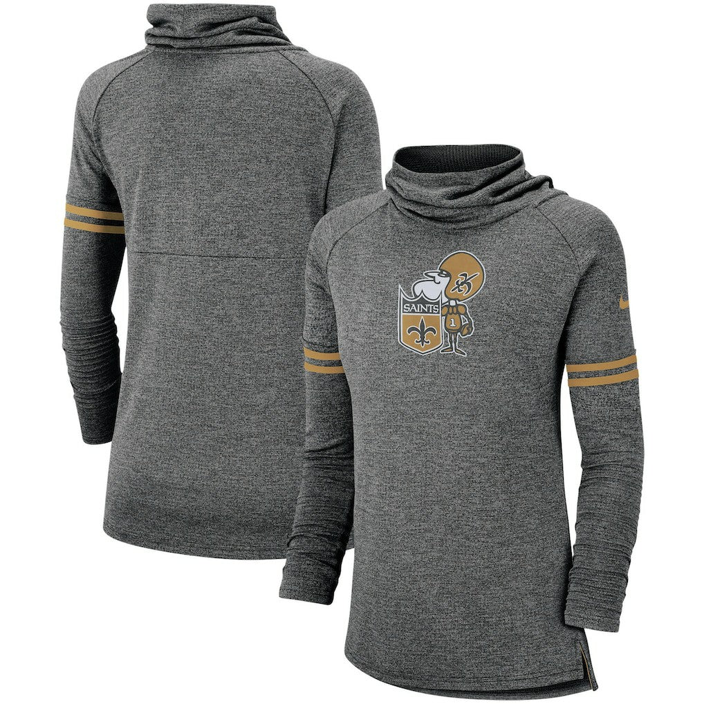 NFL New Orleans Saints Women's Historic Marks Long Sleeve Tri-Blend Funnel Sweatshirt