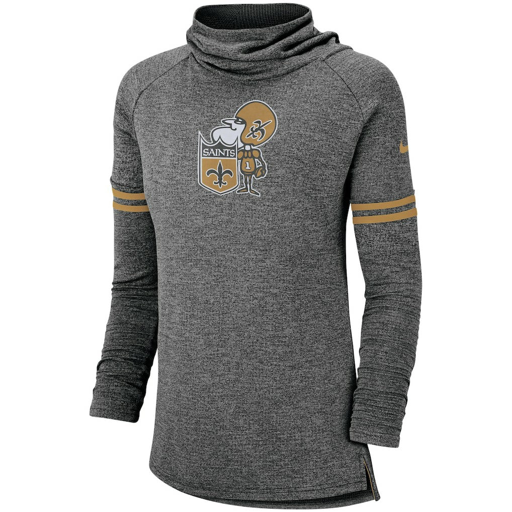 NFL New Orleans Saints Women's Historic Marks Long Sleeve Tri-Blend Funnel Sweatshirt