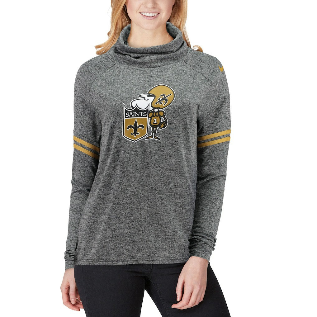 NFL New Orleans Saints Women's Historic Marks Long Sleeve Tri-Blend Funnel Sweatshirt