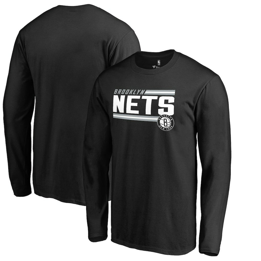 Brooklyn Nets Onside Stripe Long Sleeve T-Shirt - Black sale