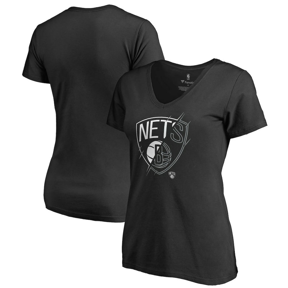 Brooklyn Nets Women's X-Ray Slim Fit V-Neck T-Shirt - Black outlet