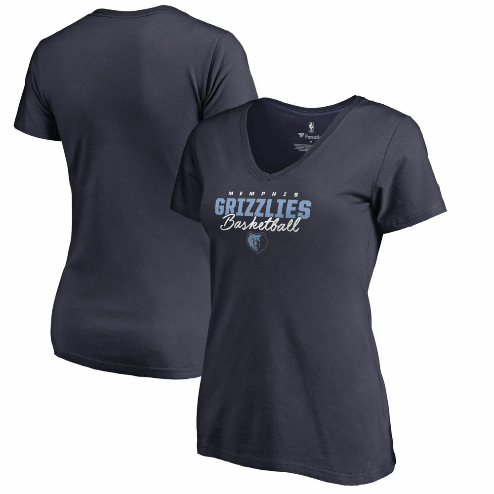 Memphis Grizzlies Women's Script Assist V-Neck T-Shirt - Navy outlet