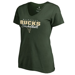 Milwaukee Bucks Women's Script Assist T-Shirt - Hunter Green discount
