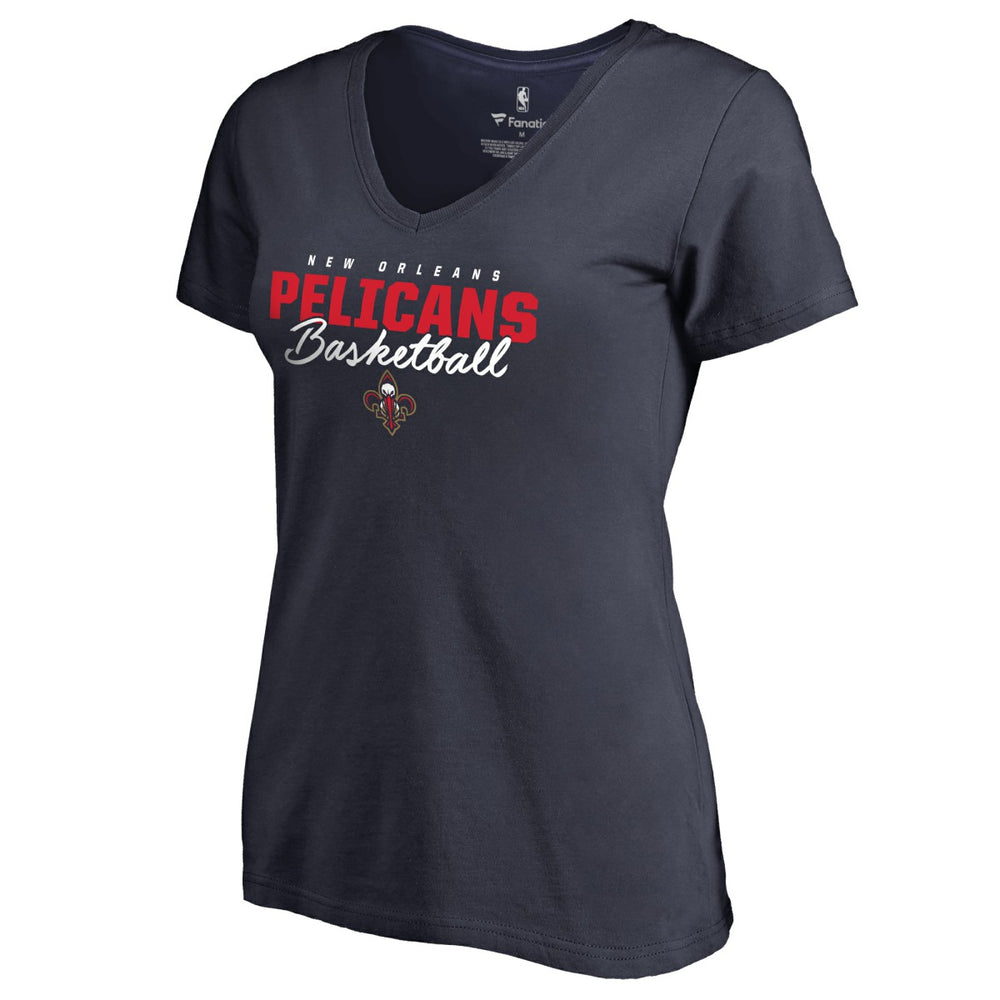 New Orleans Pelicans Women's Script Assist V-Neck T-Shirt - Navy on sale