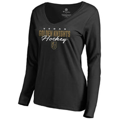 Vegas Golden Knights Women's Iconic Collection Script Assist Long Sleeve V-Neck T-Shirt