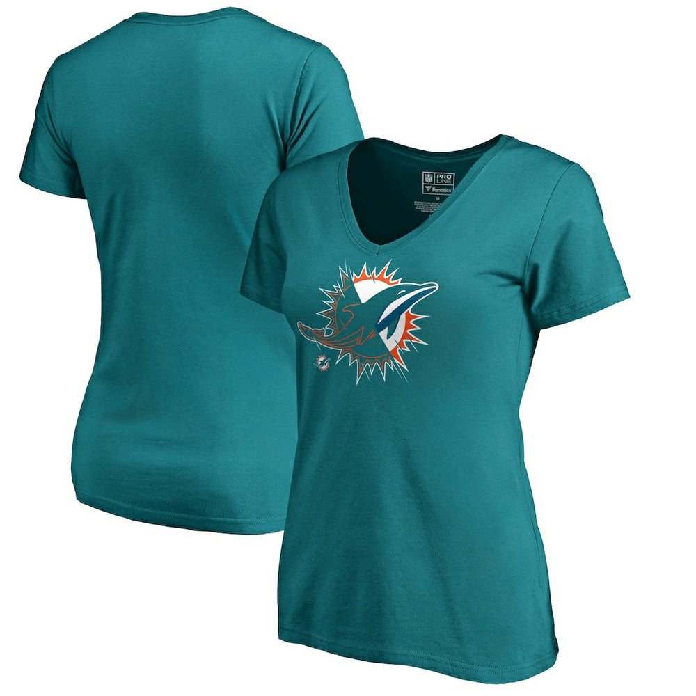NFL Miami Dolphins Women's X-Ray Slim Fit V-Neck T-Shirt
