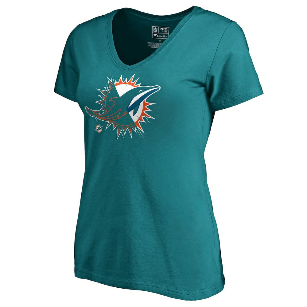 NFL Miami Dolphins Women's X-Ray Slim Fit V-Neck T-Shirt