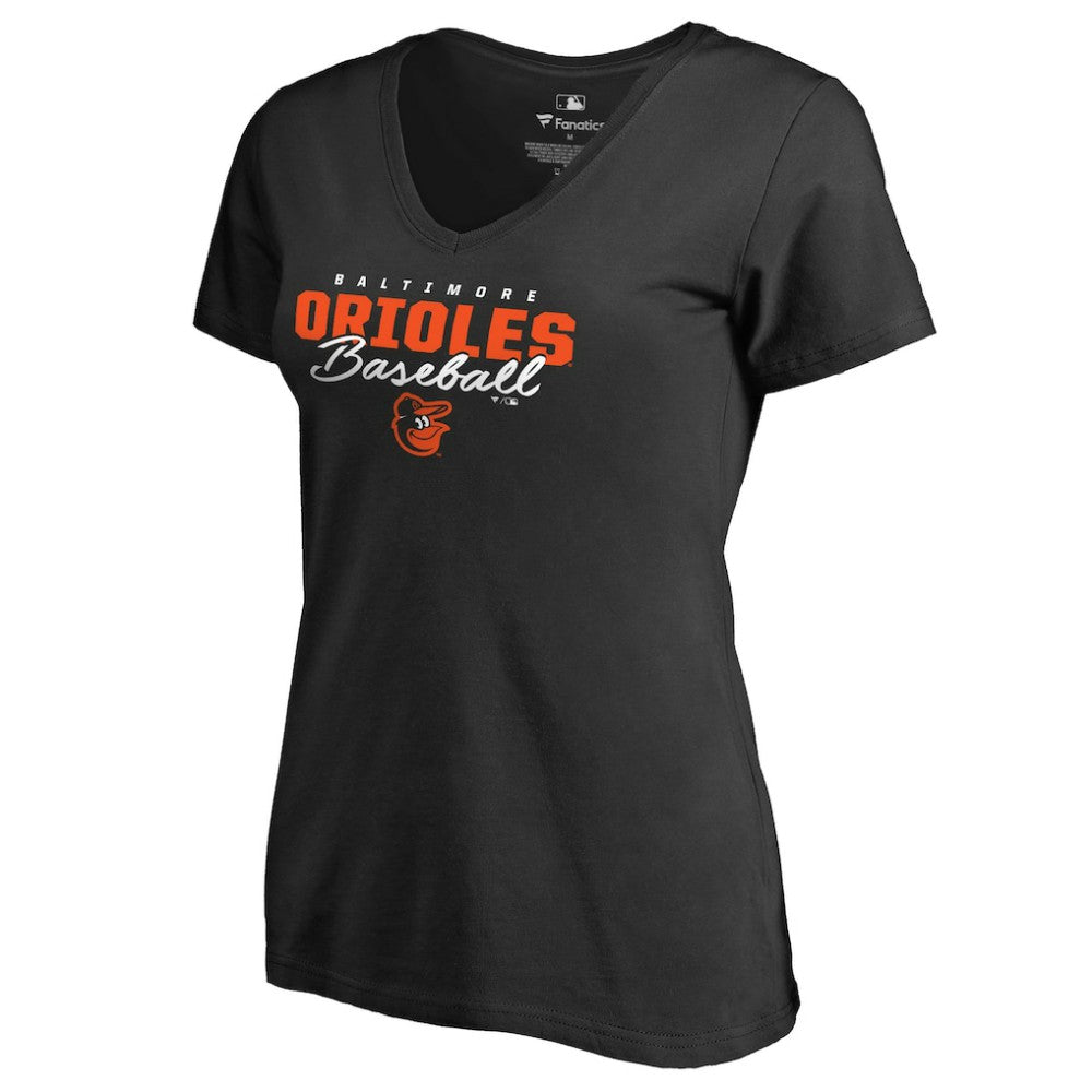 Baltimore Orioles Women's Script Assist V-Neck T-Shirt - Black