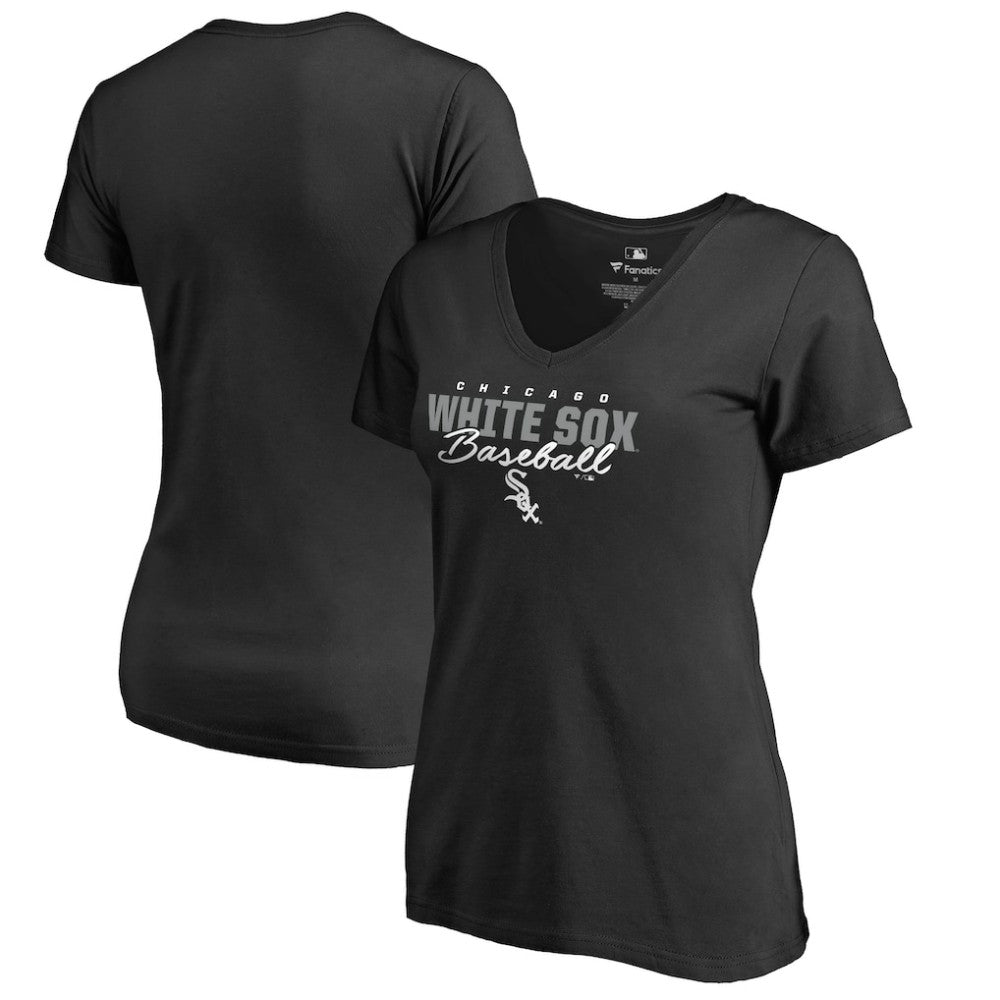 Chicago White Sox Women's Script Assist V-Neck T-Shirt - Black