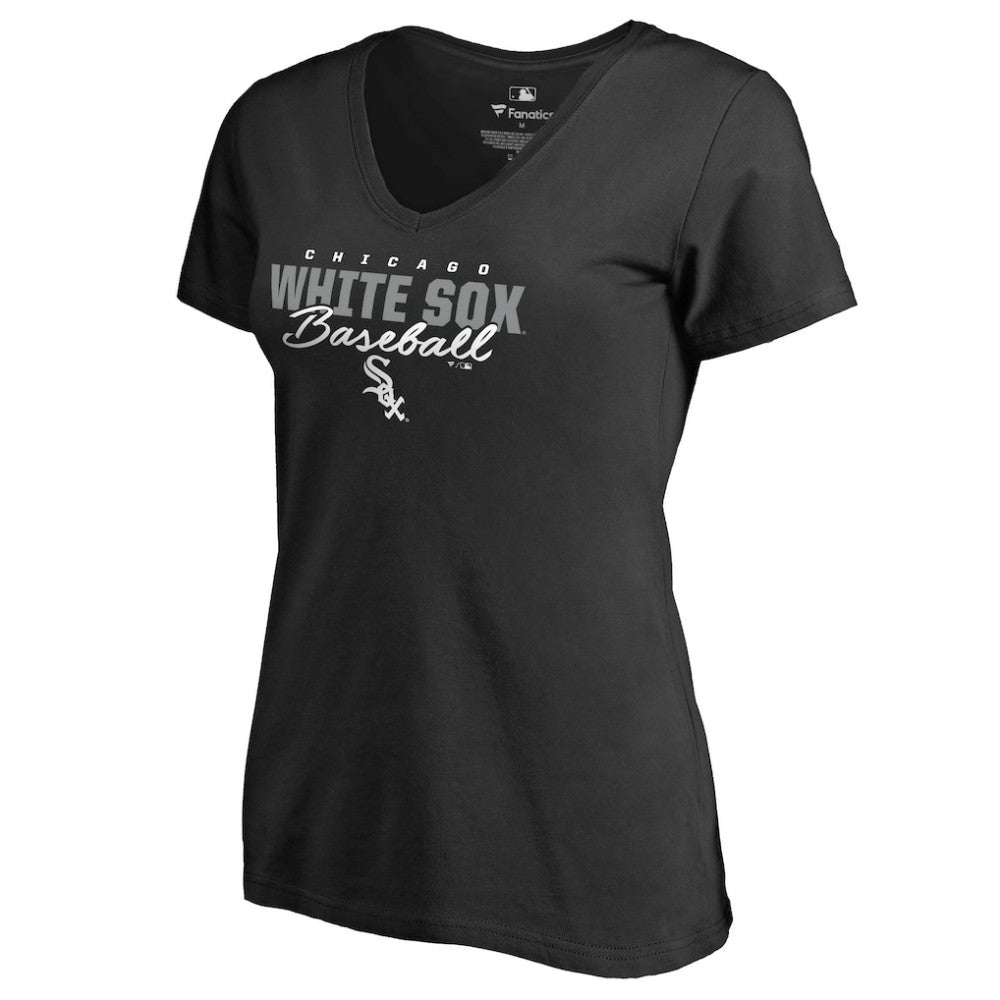 Chicago White Sox Women's Script Assist V-Neck T-Shirt - Black