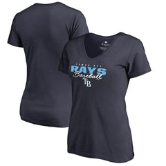 Tampa Bay Rays Women's Script Assist V-Neck T-Shirt - Navy