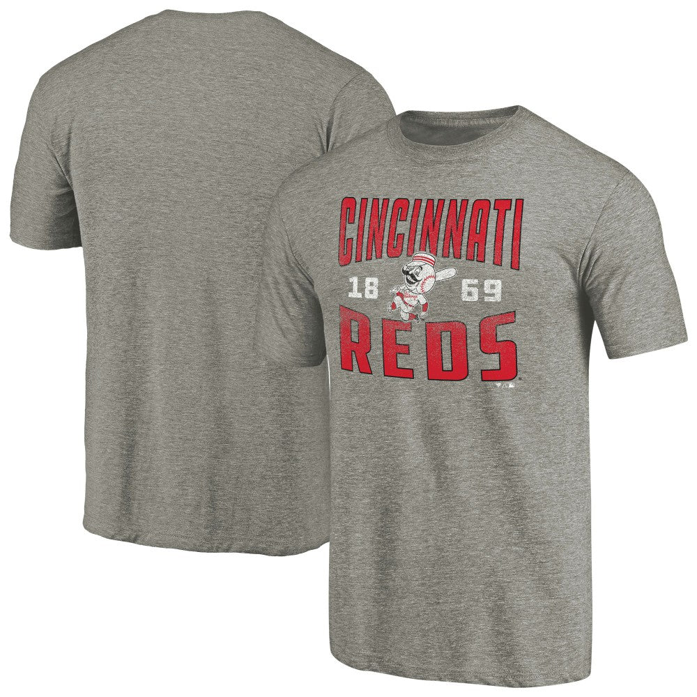 Cincinnati Reds Cooperstown Collection Antique Stack Tri-Blend T-Shirt - Gray